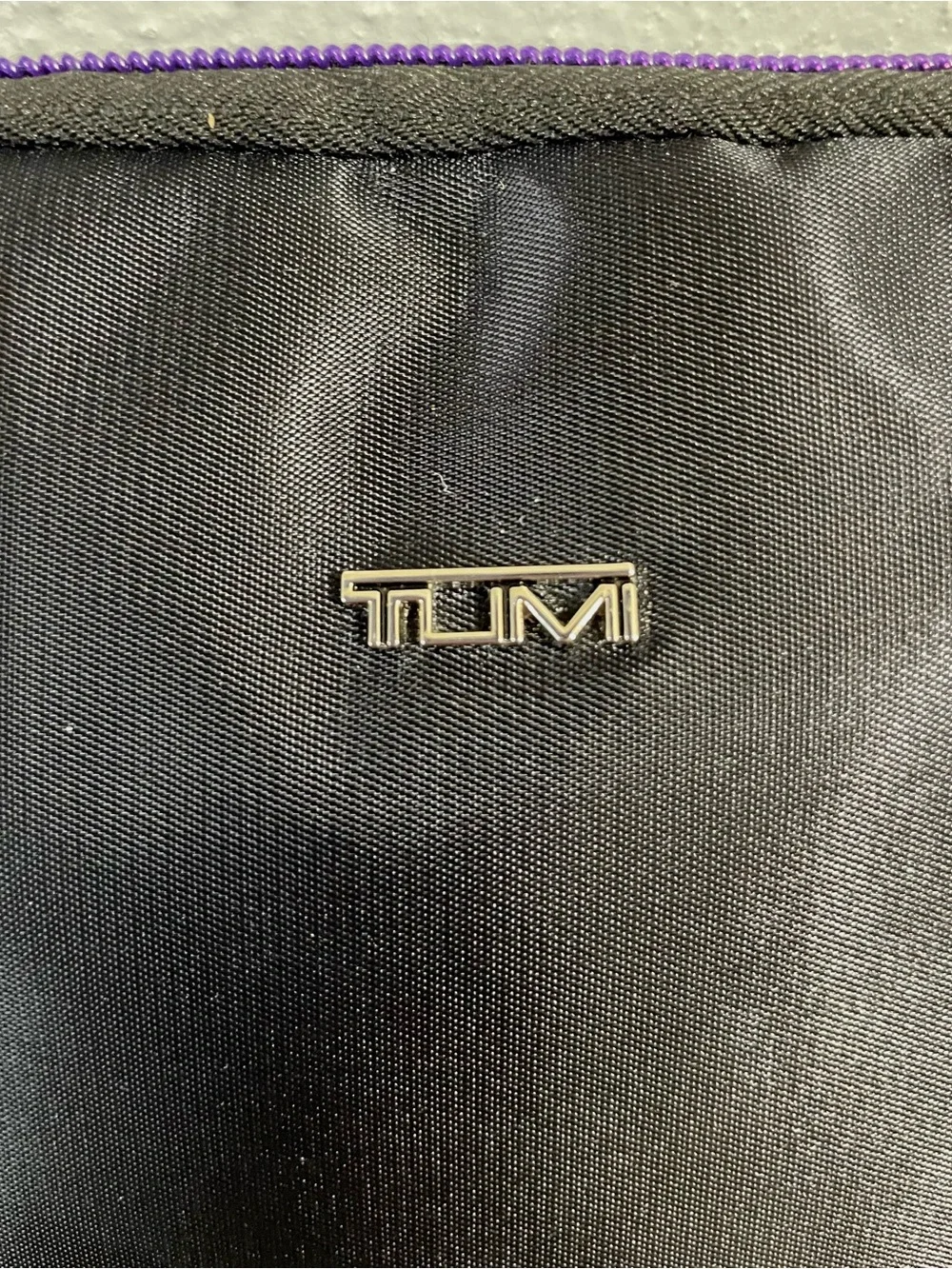 Tumi Delta Black Purple Zip Pouch Travel Organizer Clutch Bag Nylon Tech Case